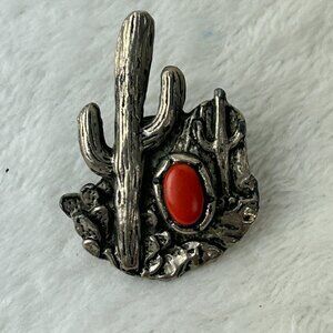 Vintage southwestern Enamel Lapel Pin Saguaro Cactus